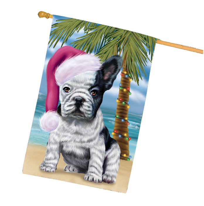 Christmas Summertime Beach French Bulldog House Flag Outdoor Decorative Double Sided Pet Portrait Weather Resistant Premium Quality Animal Printed Home Decorative Flags 100% Polyester FLG68739