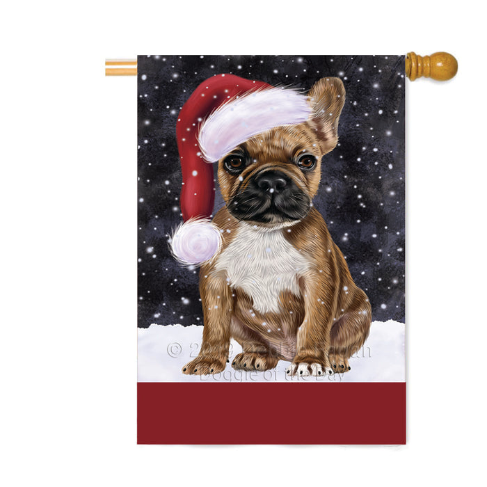 Personalized Let It Snow Happy Holidays French Bulldog Custom House Flag FLG-DOTD-A62407