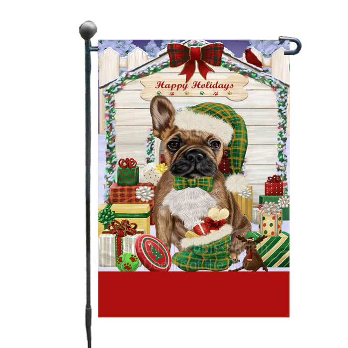 Personalized Happy Holidays Christmas French Bulldog House with Presents Custom Garden Flags GFLG-DOTD-A59320