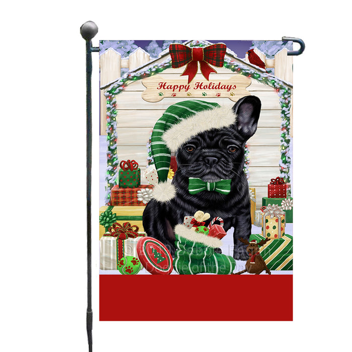 Personalized Happy Holidays Christmas French Bulldog House with Presents Custom Garden Flags GFLG-DOTD-A59321