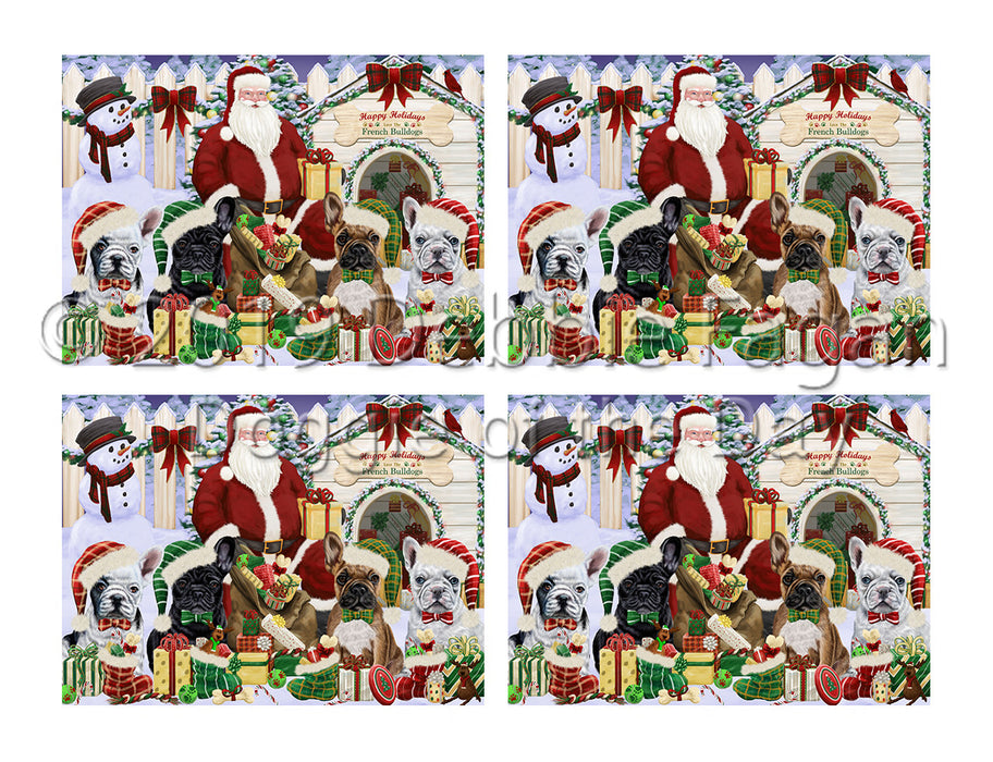 Happy Holidays Christmas French Bulldogs House Gathering Placemat