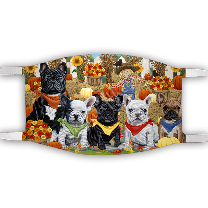 Fall Festive Harvest Time Gathering  French Bulldogs Face Mask FM48537