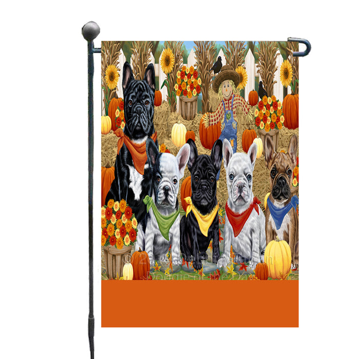 Personalized Fall Festive Gathering French Bulldogs with Pumpkins Custom Garden Flags GFLG-DOTD-A61914