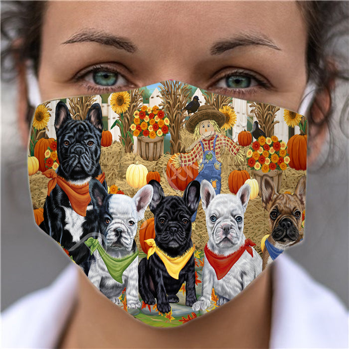 Fall Festive Harvest Time Gathering  French Bulldogs Face Mask FM48537