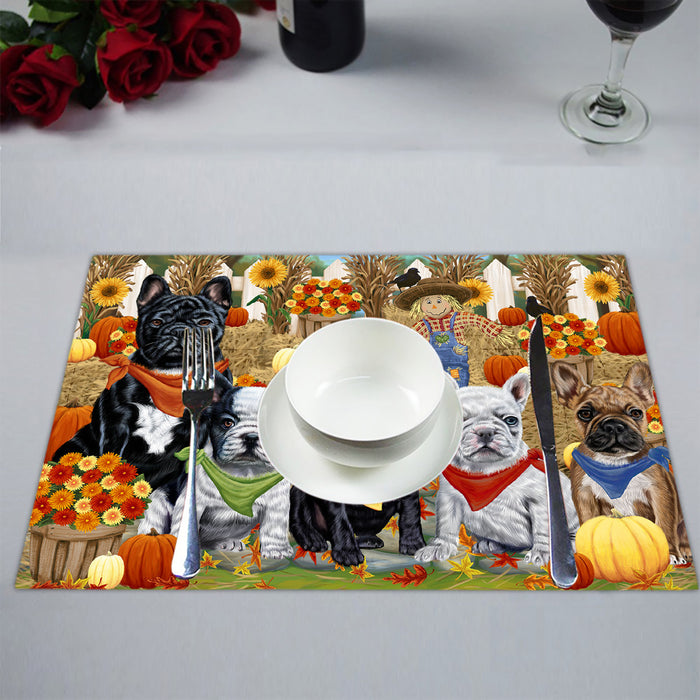 Fall Festive Harvest Time Gathering French Bulldogs Placemat