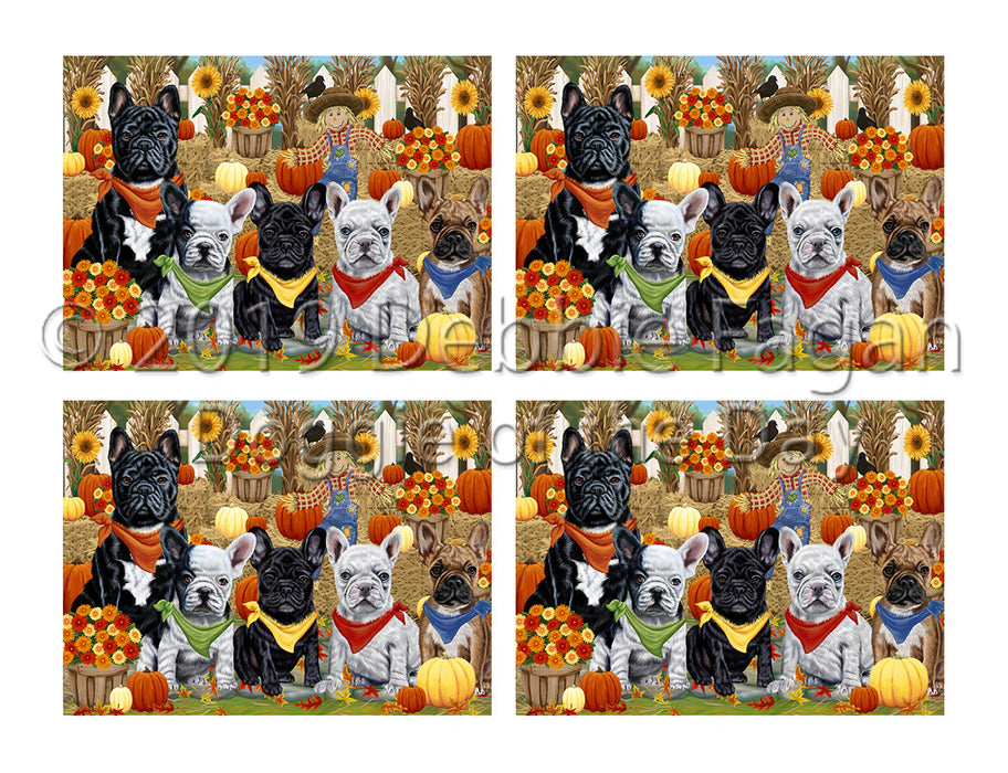 Fall Festive Harvest Time Gathering French Bulldogs Placemat
