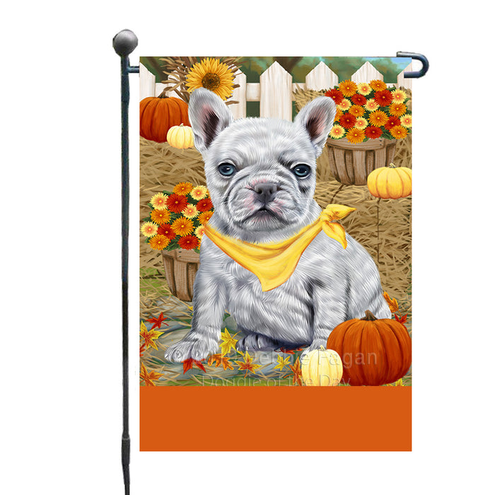 Personalized Fall Autumn Greeting French Bulldog with Pumpkins Custom Garden Flags GFLG-DOTD-A61915