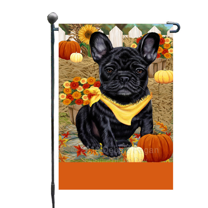 Personalized Fall Autumn Greeting French Bulldog with Pumpkins Custom Garden Flags GFLG-DOTD-A61916