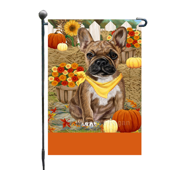 Personalized Fall Autumn Greeting French Bulldog with Pumpkins Custom Garden Flags GFLG-DOTD-A61917