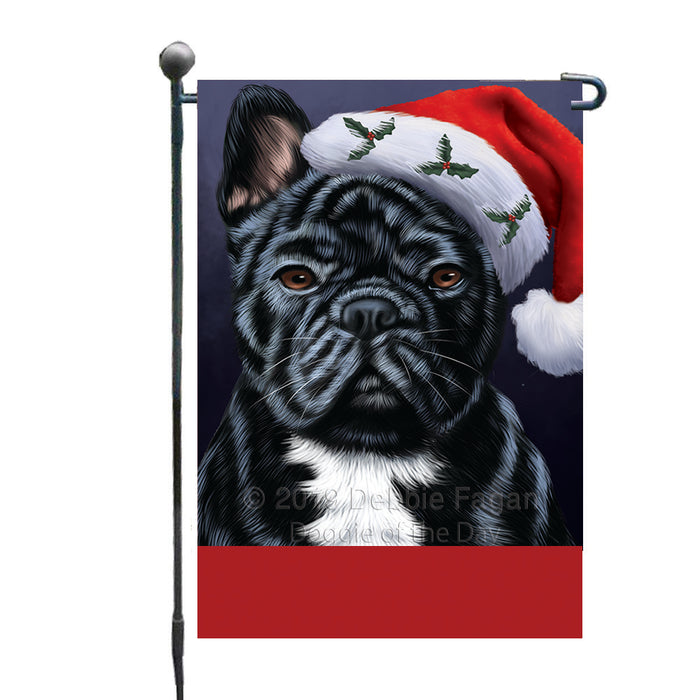 Personalized Christmas Holidays French Bulldog Wearing Santa Hat Portrait Head Custom Garden Flags GFLG-DOTD-A59827
