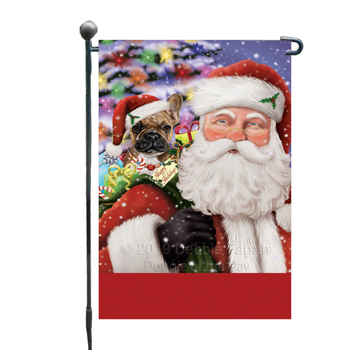 Personalized Santa Carrying French Bulldog and Christmas Presents Custom Garden Flag GFLG63775