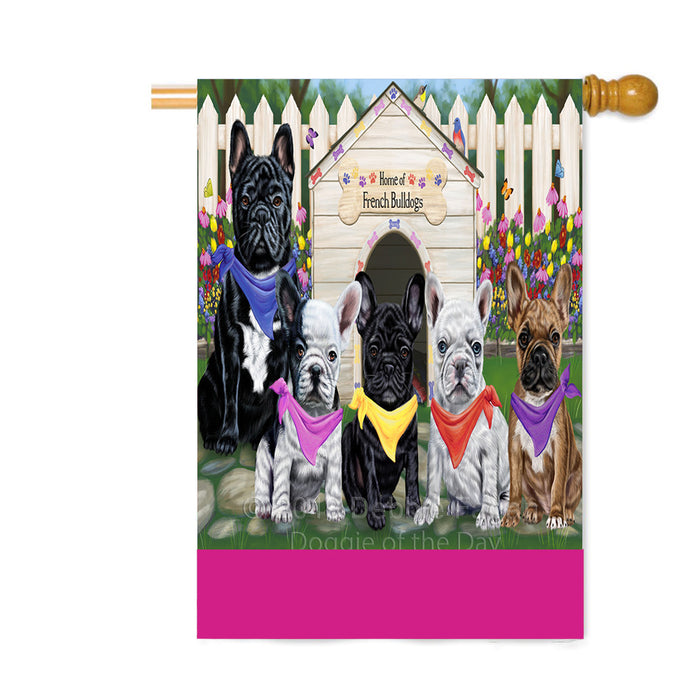 Personalized Spring Dog House French Bulldogs Custom House Flag FLG-DOTD-A62912