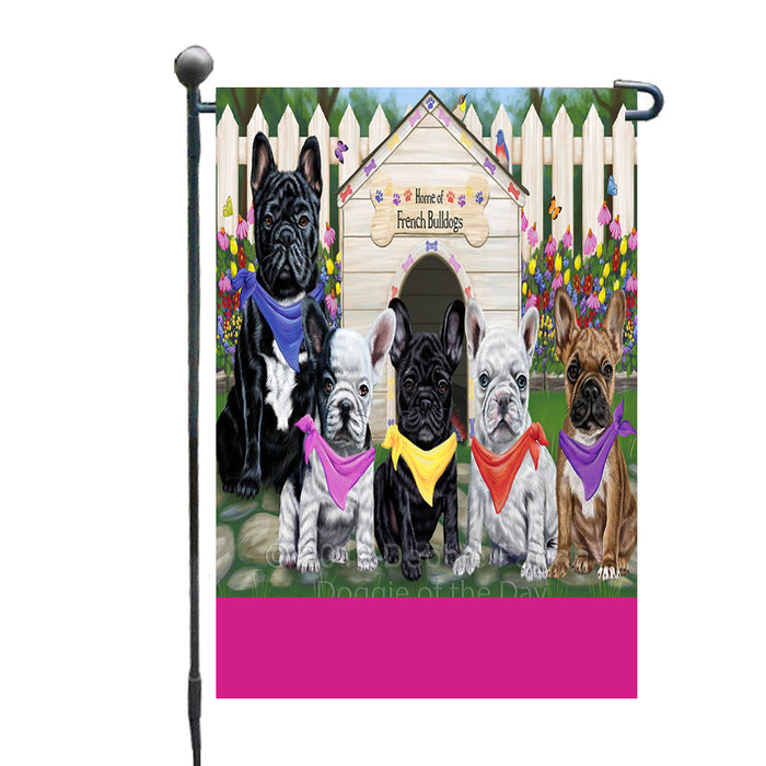Personalized Spring Dog House French Bulldogs Custom Garden Flags GFLG-DOTD-A62856