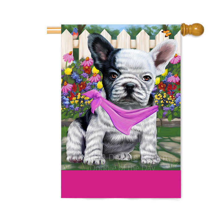 Personalized Spring Floral French Bulldog Custom House Flag FLG-DOTD-A62915