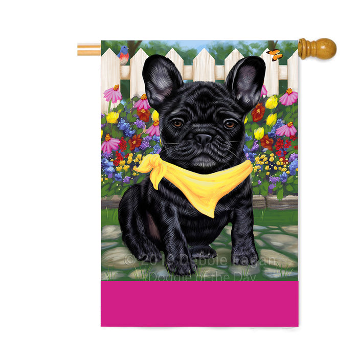 Personalized Spring Floral French Bulldog Custom House Flag FLG-DOTD-A62913