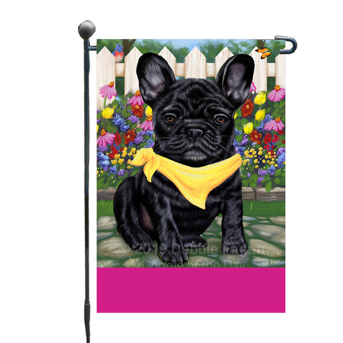 Personalized Spring Floral French Bulldog Custom Garden Flags GFLG-DOTD-A62857