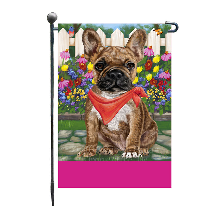 Personalized Spring Floral French Bulldog Custom Garden Flags GFLG-DOTD-A62858