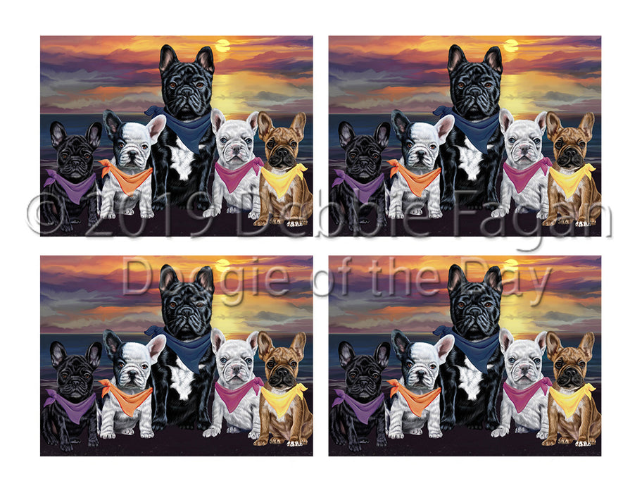 Family Sunset Portrait French Bulldogs Placemat