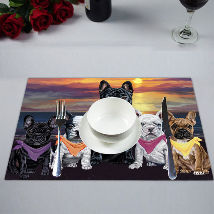 Family Sunset Portrait French Bulldogs Placemat
