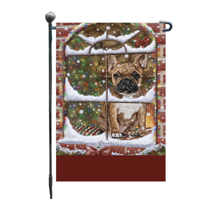 Personalized Please Come Home For Christmas French Bulldog Dog Sitting In Window Custom Garden Flags GFLG-DOTD-A60161