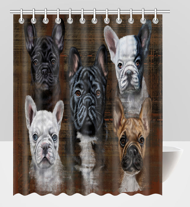 Rustic French Bulldogs Shower Curtain