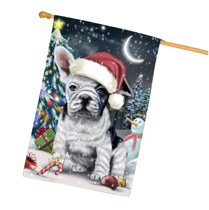 Have a Holly Jolly Christmas French Bulldog House Flag Outdoor Decorative Double Sided Pet Portrait Weather Resistant Premium Quality Animal Printed Home Decorative Flags 100% Polyester FLG67856