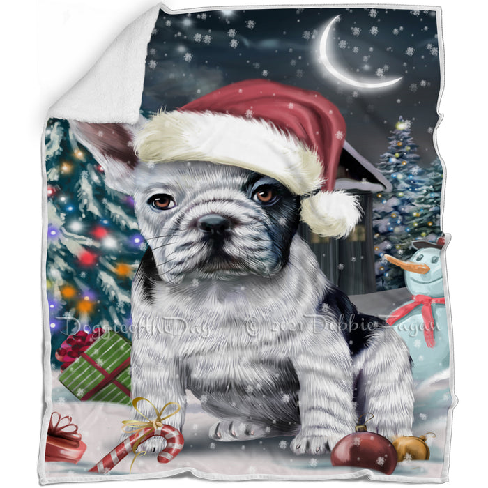 Have a Holly Jolly Christmas French Bulldogs Dog in Holiday Background Blanket D065