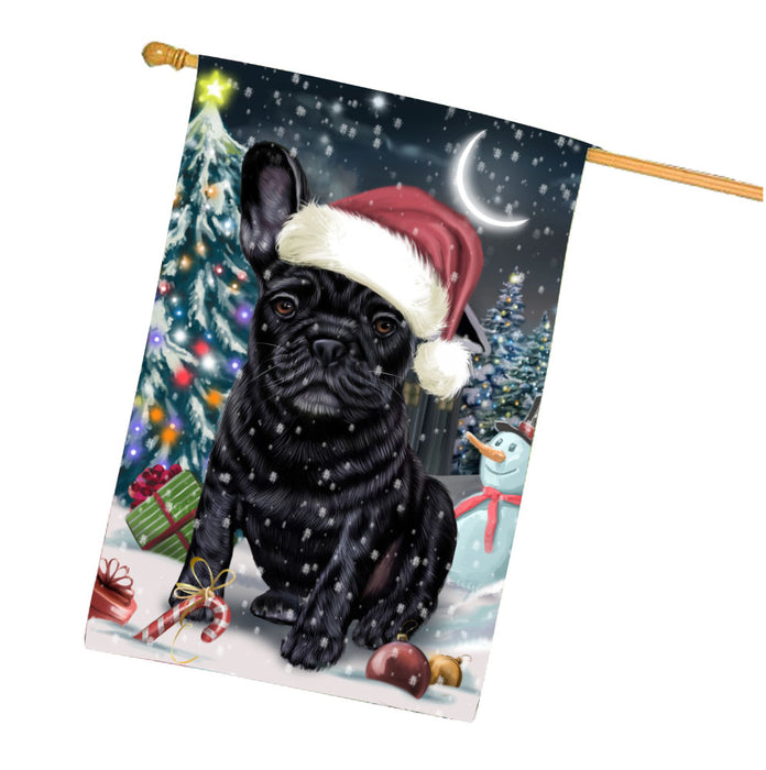 Have a Holly Jolly Christmas French Bulldog House Flag Outdoor Decorative Double Sided Pet Portrait Weather Resistant Premium Quality Animal Printed Home Decorative Flags 100% Polyester FLG67857