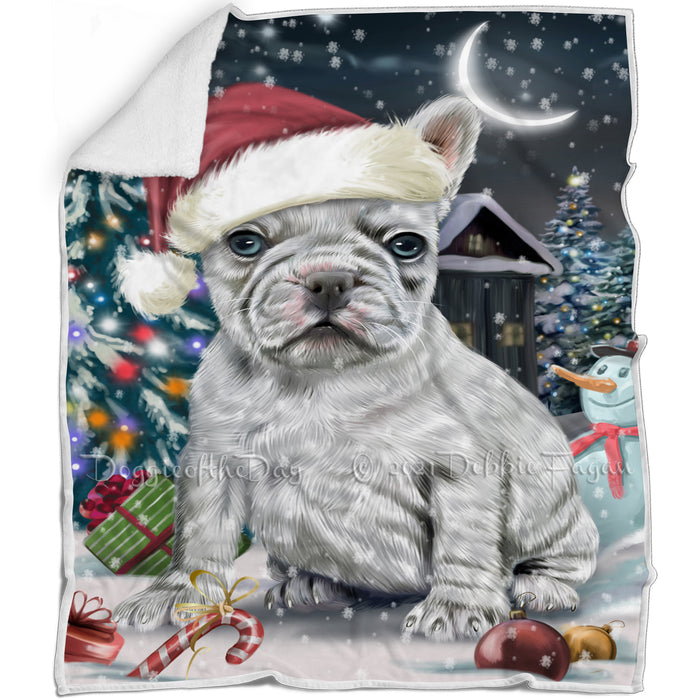Have a Holly Jolly Christmas French Bulldogs Dog in Holiday Background Blanket D067