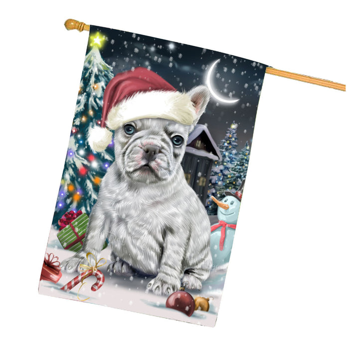 Have a Holly Jolly Christmas French Bulldog House Flag Outdoor Decorative Double Sided Pet Portrait Weather Resistant Premium Quality Animal Printed Home Decorative Flags 100% Polyester FLG67858