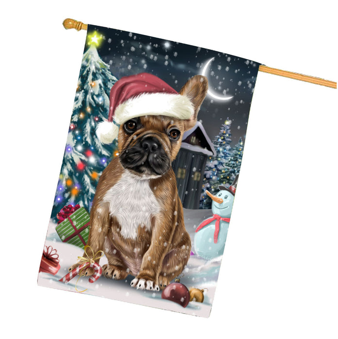 Have a Holly Jolly Christmas French Bulldog House Flag Outdoor Decorative Double Sided Pet Portrait Weather Resistant Premium Quality Animal Printed Home Decorative Flags 100% Polyester FLG67859