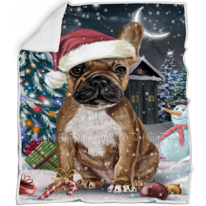Have a Holly Jolly Christmas French Bulldogs Dog in Holiday Background Blanket D068
