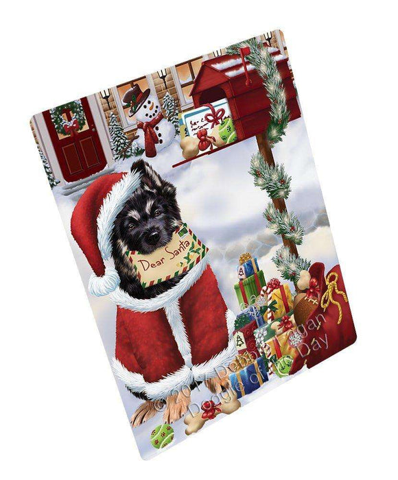German Shepherd Dear Santa Letter Christmas Holiday Mailbox Dog Art Portrait Print Woven Throw Sherpa Plush Fleece Blanket