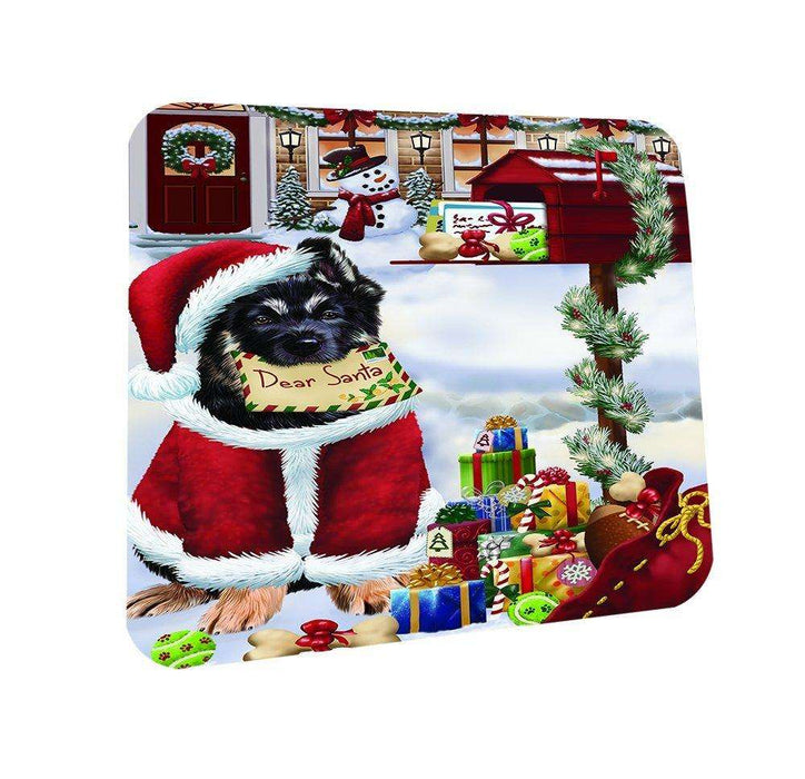 German Shepherd Dear Santa Letter Christmas Holiday Mailbox Dog Coasters Set of 4