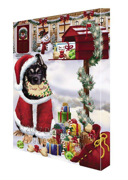 German Shepherd Dear Santa Letter Christmas Holiday Mailbox Dog Painting Printed on Canvas Wall Art