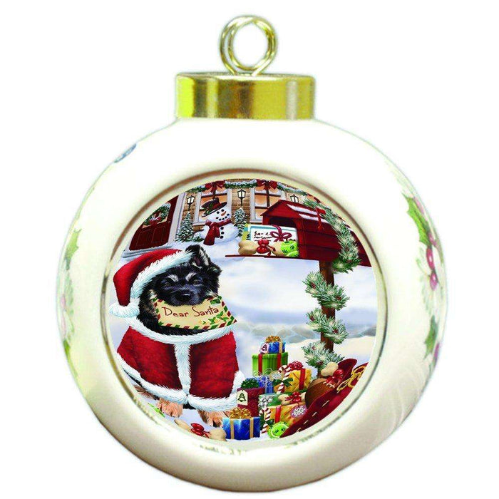 German Shepherd Dear Santa Letter Christmas Holiday Mailbox Dog Round Ball Ornament D100