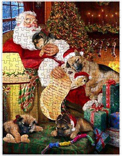 German Shepherd Dog and Puppies Sleeping with Santa Puzzle with Photo Tin