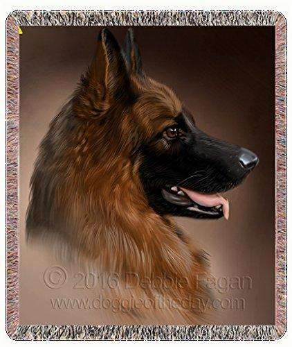 German Shepherd Dog Art Portrait Print Woven Throw Blanket 54 X 38