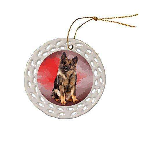 German Shepherd Dog Christmas Doily Ceramic Ornament