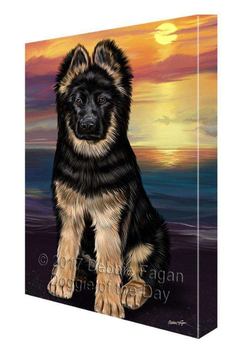 German Shepherd Dog Painting Printed on Canvas Wall Art Signed