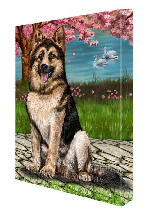 German Shepherd Dog Painting Printed on Canvas Wall Art Signed