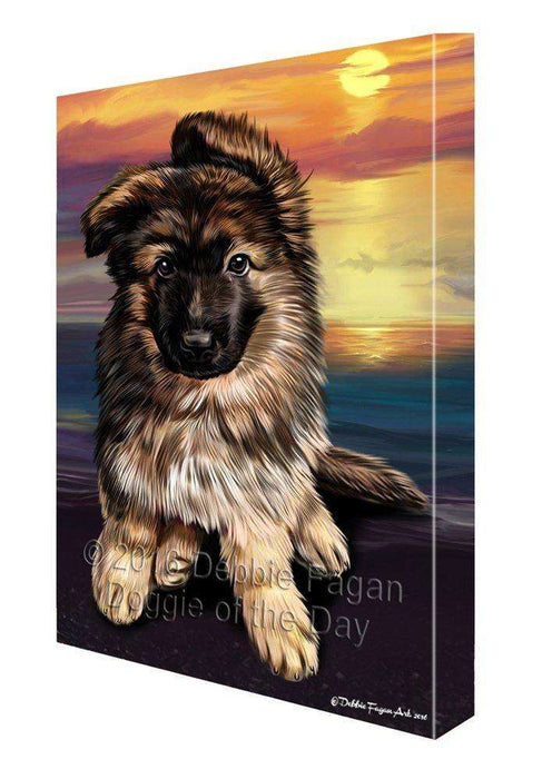 German Shepherd Dog Painting Printed on Canvas Wall Art