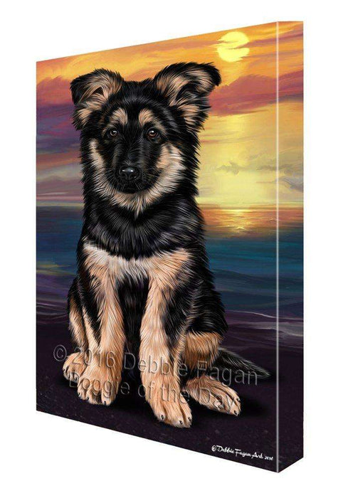 German Shepherd Dog Painting Printed on Canvas Wall Art