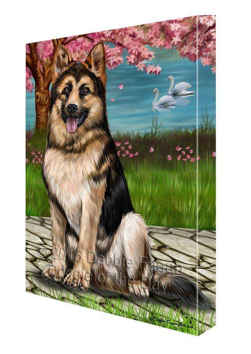 German Shepherd Dog Painting Printed on Canvas Wall Art