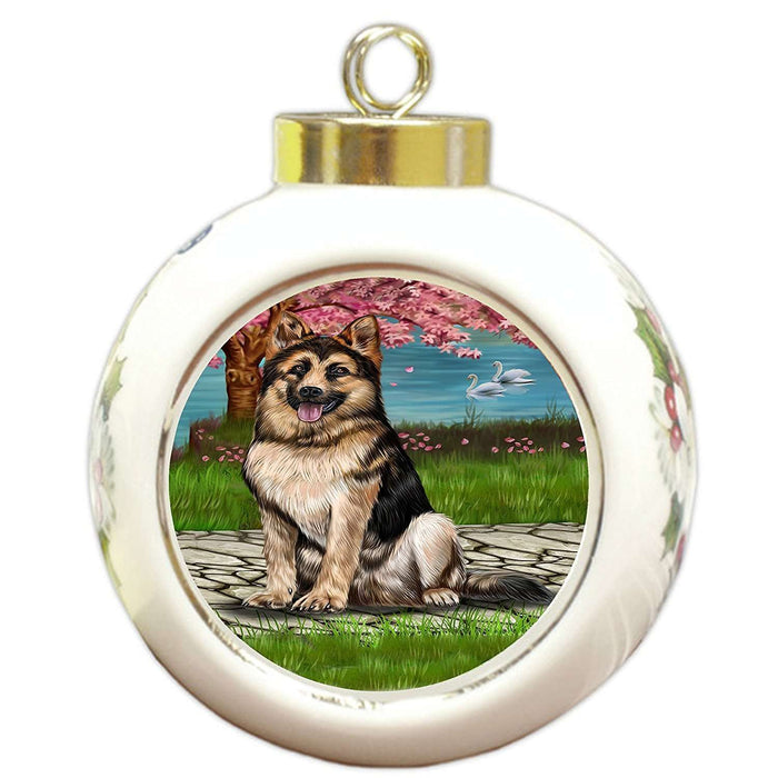 German Shepherd Dog Round Ball Christmas Ornament