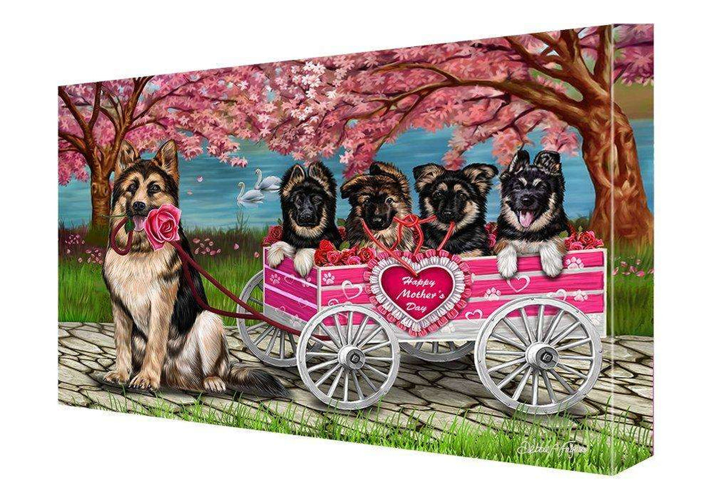 German Shepherd Dog w/ Puppies Mother's Day Painting Printed on Canvas Wall Art Signed