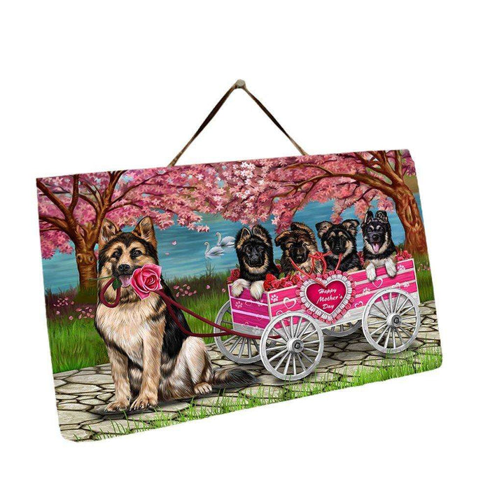 German Shepherd Dog with Puppies Mother's Day Hanging Slate