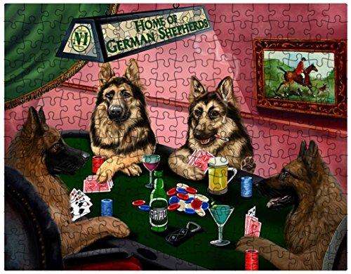 German Shepherd Dogs Playing Poker 500 Pc. Puzzle with Photo Tin