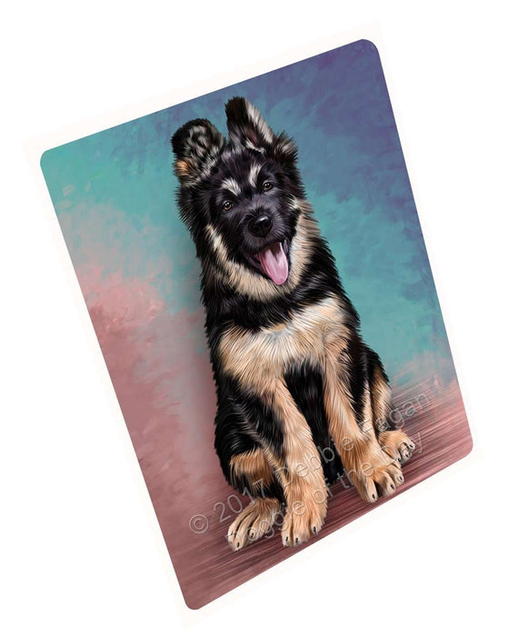 German Shepherd Puppy Dog Art Portrait Print Woven Throw Sherpa Plush Fleece Blanket