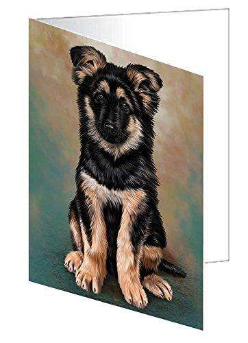 German Shepherd Puppy Dog Handmade Artwork Assorted Pets Greeting Cards and Note Cards with Envelopes for All Occasions and Holiday Seasons